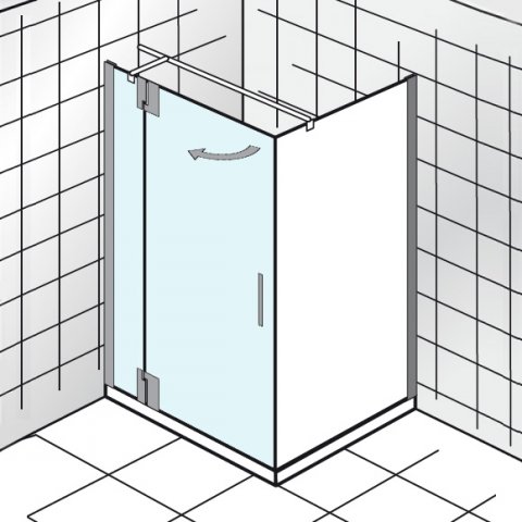 HSK K2P hinged door on side part for side panel, 75.0 cm x 200.0 cm, left-hand stop