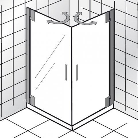 HSK K2P Corner entrance 2 revolving doors, 100.0 cm x 100.0 cm x 200.0 cm