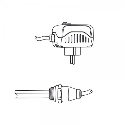 HSK Heating rod 2 with on/off switch, room thermostat, 300 Watt, white