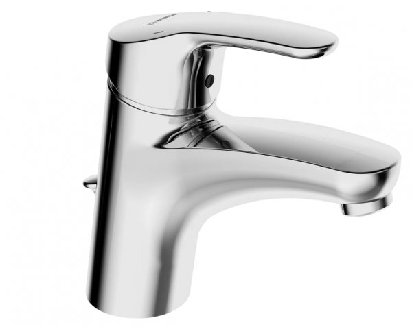 Hansa HANSAMIX single-lever basin mixer, energy-saving variant, with drainage set projection 141 mm connection via copper pipes.