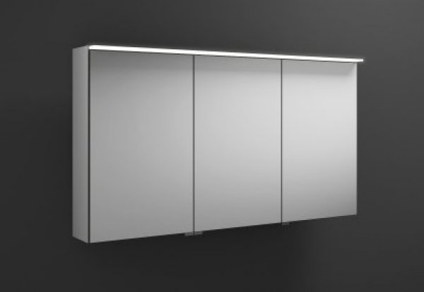 Burgbad Junit mirror cabinet with horizontal LED top light SPIY120, middle door hinge right, width: ...