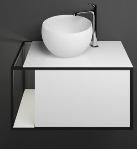 Burgbad Junit mineral cast washbasin incl. vanity unit SFKR076, version left, incl. LED vanity unit ...