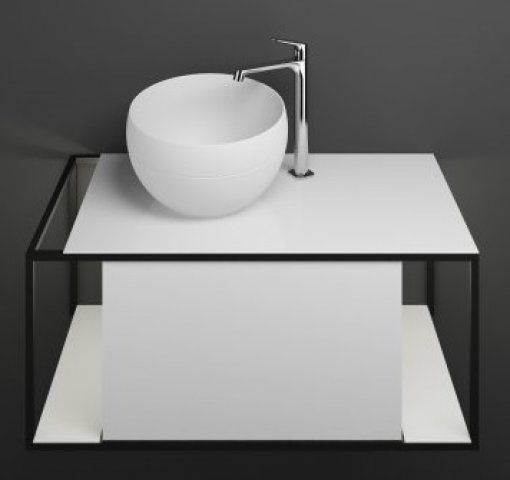 Burgbad Junit mineral cast washbasin incl. vanity unit SFKR090, version left, incl. LED vanity unit ...