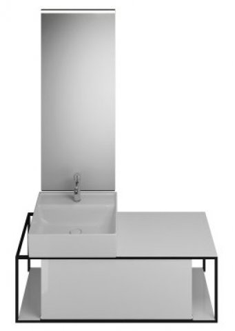 Burgbad Junit set ceramic washbasin incl. vanity unit, version left, incl. illuminated mirror SFLF12...