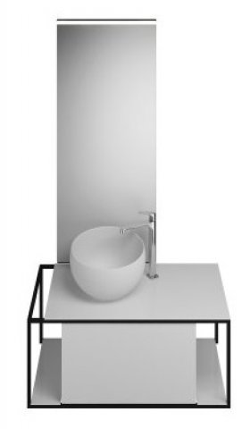 Burgbad Junit Set Cast mineral washbasin incl. vanity unit, version left, incl. illuminated mirror S...