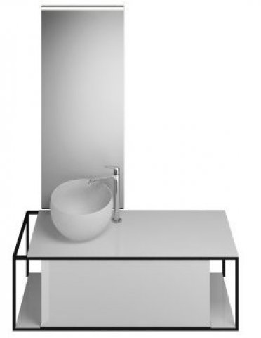 Burgbad Junit Set Cast mineral washbasin incl. vanity unit, version left, incl. illuminated mirror S...