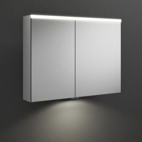 Burgbad Iveo mirror cabinet with horizontal LED lighting SPHY090, power socket left, with LED washbasin lighting, width: 908mm