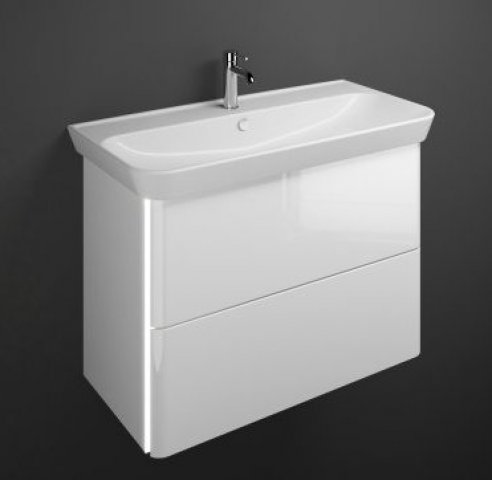 Burgbad Iveo ceramic washbasin incl. washbasin vanity unit SFEY100, incl. LED washbasin vanity unit ...