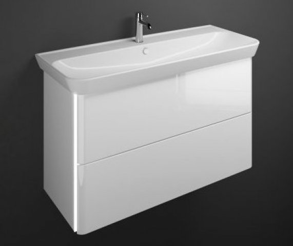 Burgbad Iveo ceramic washbasin incl. washbasin vanity unit SFEY120, incl. LED washbasin vanity unit ...