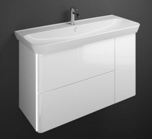 Burgbad Iveo ceramic washbasin incl. vanity unit SFFR120L, incl. LED washbasin vanity illumination, ...