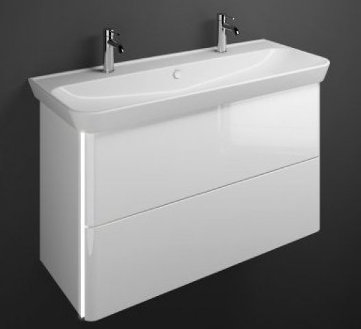 Burgbad Iveo ceramic washbasin incl. washbasin vanity unit SFFT120, incl. LED washbasin vanity unit ...