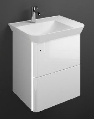 Burgbad Iveo cast mineral washbasin incl. vanity unit SFFU065R, incl. LED vanity unit lighting, righ...