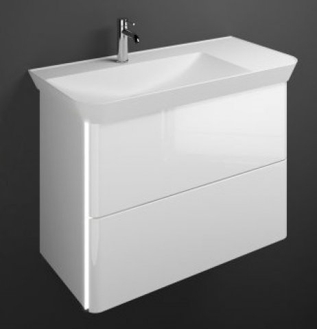 Burgbad Iveo cast mineral washbasin incl. vanity unit SFFU100L, incl. LED vanity unit lighting, vers...