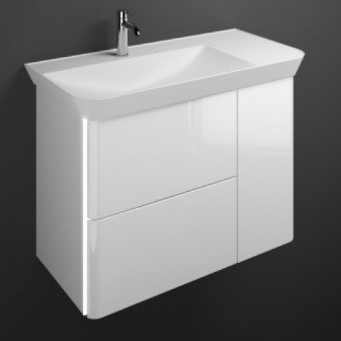 Burgbad Iveo cast mineral washbasin incl. vanity unit SFFW100L, incl. LED vanity unit lighting, vers...