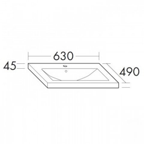 Burgbad Eqio ceramic washbasin KBAP063, 1 tap hole, with overflow, width: 630mm, white