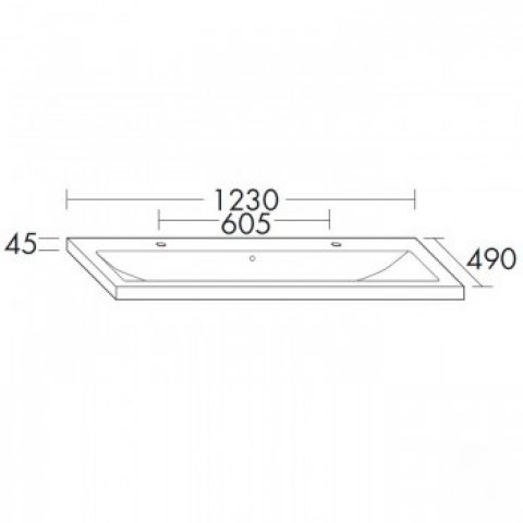 Burgbad Eqio ceramic washbasin KBAQ123, 2 tap holes, with overflow, width: 1230mm, white