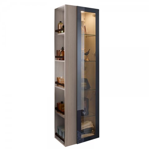 Burgbad Yumo Tall cabinet, left version, with LED interior lighting, width: 500mm, handle G0179