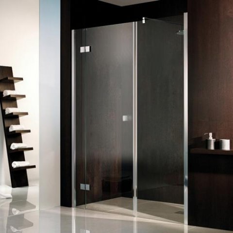 HSK studio swing door with fixed panel in niche, 3-part, dimensions: 140.0 x 200.0 cm, left stop