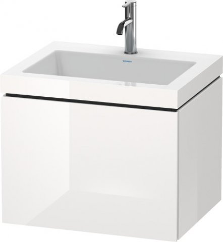 Duravit L-Cube furniture wash basin c-bonded with base, wall-hung, 80x48 cm, 1 pull-out, without ove...