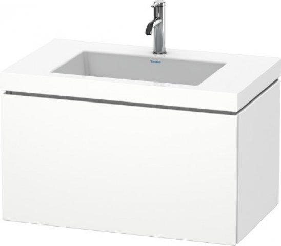 Duravit L-Cube furniture wash basin c-bonded with base, wall-hung, 80x48 cm, 1 pull-out, without ove...