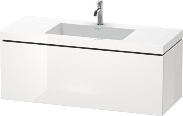 Duravit L-Cube furniture wash basin c-bonded with base, wall-hung, 120x48 cm, 1 pull-out, without overflow, 1 tap hole