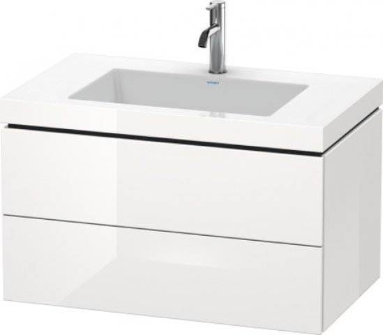 Duravit L-Cube Möbelwaschtisch c-bonded mit Unterbau wandhängend, 80x48 cm, 2 Schubkästen, ohne ...