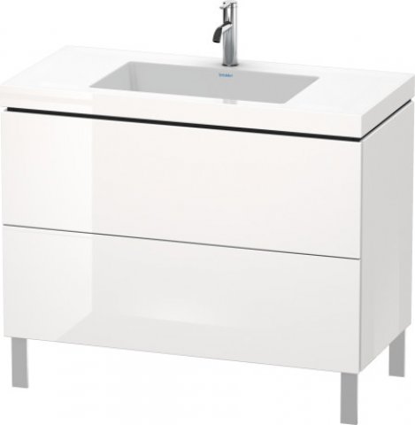 Duravit L-Cube furniture wash basin c-bonded with base floor standing, 100x48 cm, 2 pull-outs, witho...