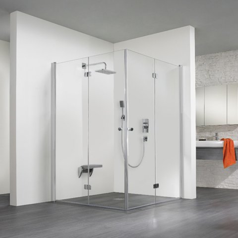 HSK Exklusiv corner shower enclosure with folding doors, size: 75 x 75 x 200 cm