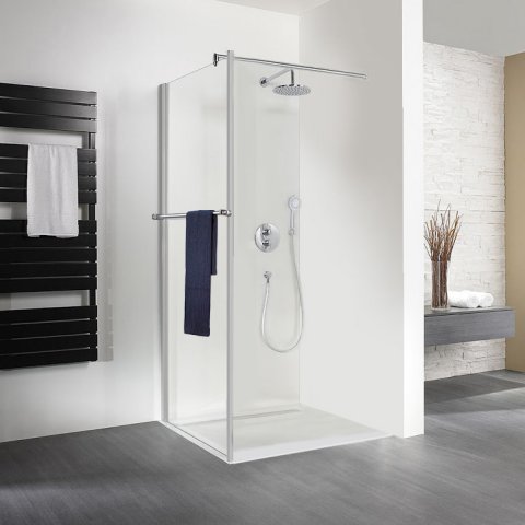 HSK Exklusiv side panel for swing door, size: 75 x 200 cm, incl. towel rail