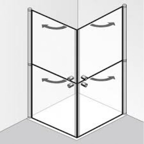 HSK Exclusive corner shower enclosure with revolving doors and divided elements 423010, 75x75cm, height: 200cm