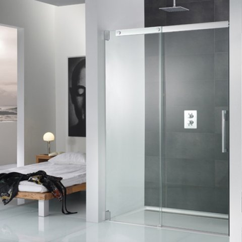 HSK K2 frameless Sliding door for niche 2-part K2.30, up to 1200x2000mm, fixed element left