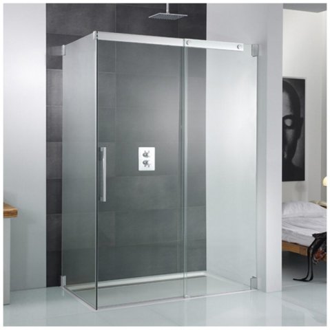 HSK K2 frameless 2-part sliding door with side panel K2.31, up to 1200x2000mm, left side panel