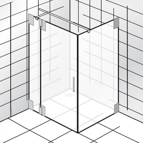 HSK K2 hinged door on side part + side panel, K2.23, size: up to 100.0 x 200.0 cm, left-hand stop