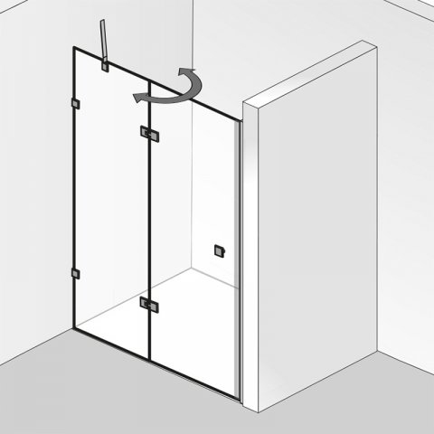 HSK Atelier Pur hinged door, hinged, with fixed panel for niche AP.104, size: up to 100.0 x 200.0 cm...