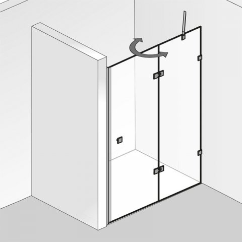 HSK Atelier Pur hinged door, hinged, with fixed panel for niche AP.104, size: up to 100.0 x 200.0 cm, right-hand hinge