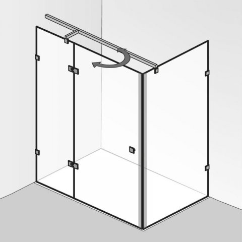 HSK Atelier Pur revolving door, hinged, with fixed panel and side panel AP.123, size: up to 100.0 x 200.0 cm, left-hinged stop