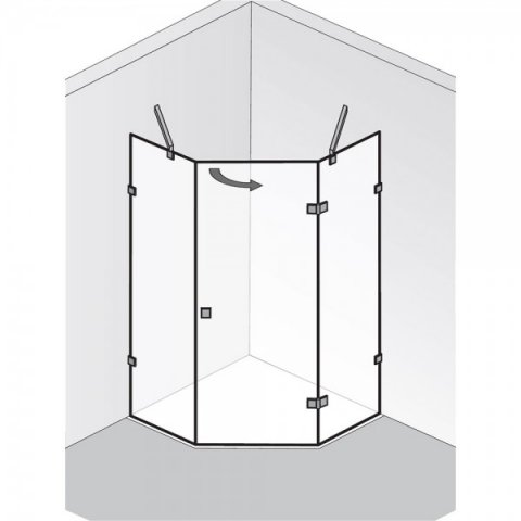 HSK Atelier Pur frameless pentagonal shower with revolving door AP.60, up to 1000x2000mm, right-hand...