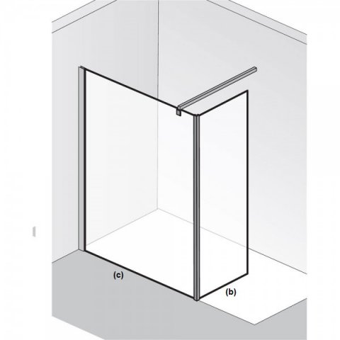 HSK Atelier Walk In front element with side panel, size: 100(c) x 30(b) x 200,0 cm