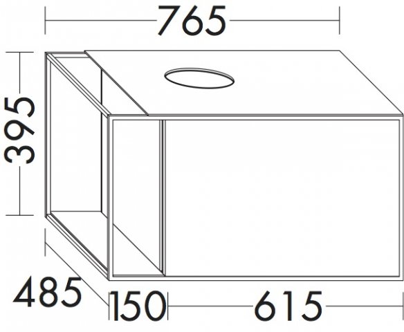 Burgbad Junit Vanity unit SFRI076L for surface-mounted washbasins, version left, width: 765mm