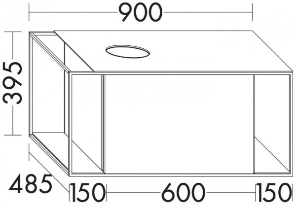 Burgbad Junit Vanity unit SFRI090R for surface-mounted washbasins, version right, width: 900mm