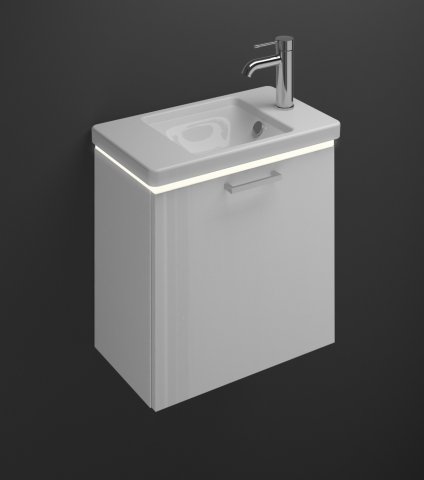 Burgbad Eqio ceramic washbasin incl. vanity unit, basin recess left, incl. LED washbasin vanity unit...