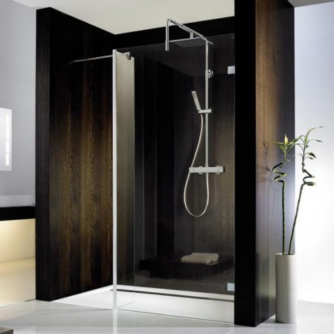 HSK Atelier Pur frameless Walk In glass element with side panel AP.71, up to 500(w) x 1000(c) x 2000mm, right stop