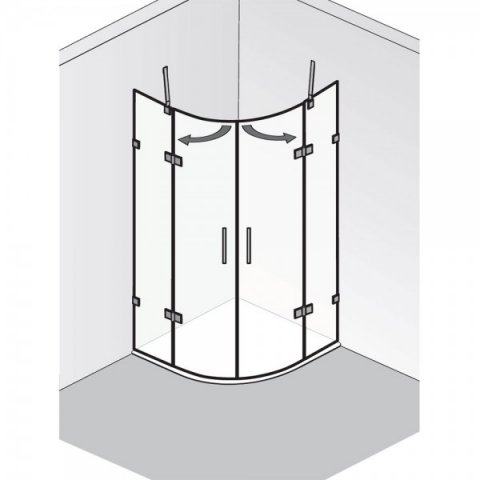 HSK Atelier Plan Pur round shower 4-part, size: up to 100,0 x 200,0 cm