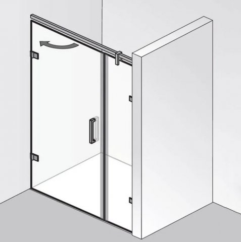 HSK Atelier Plan Pur revolving door and side part, left-hinged, size: up to 100.0 cm x 200.0 cm