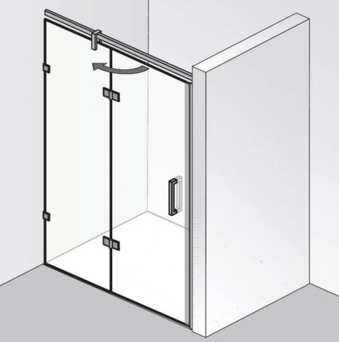 HSK Atelier Plan Pur revolving door on side part, size: up to 100.0 cm x 200.0 cm, left-hinged stop