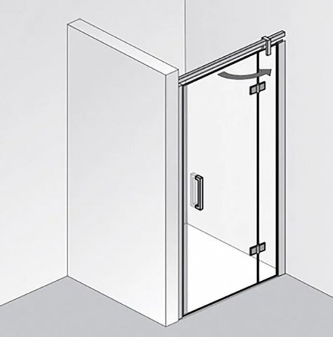 HSK Atelier Plan revolving door on side part, with clip profile, dimensions: 100.0 cm x 200.0 cm, right-hand stop