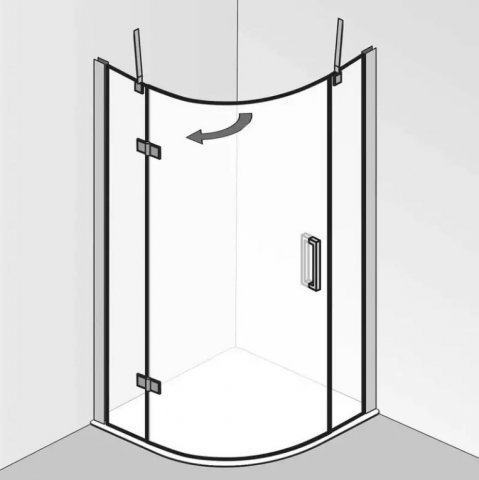 HSK Atelier Plan Round shower 3-part, dimensions: 80.0 cm x 80.0 cm x 200.0 cm, stop left, radius 55...