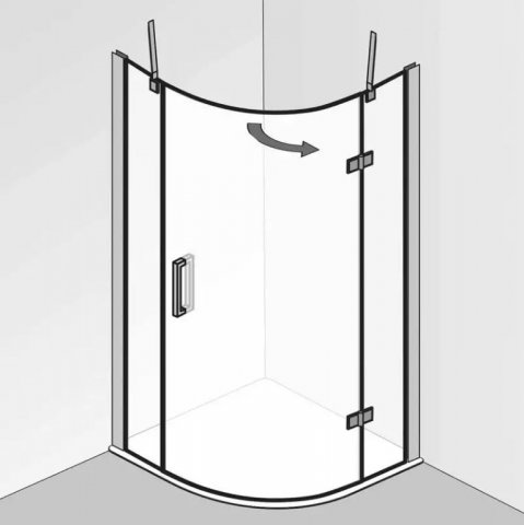 HSK Atelier Plan Round shower 3-part, dimensions: 100.0 cm x 100.0 cm x 200.0 cm, stop right