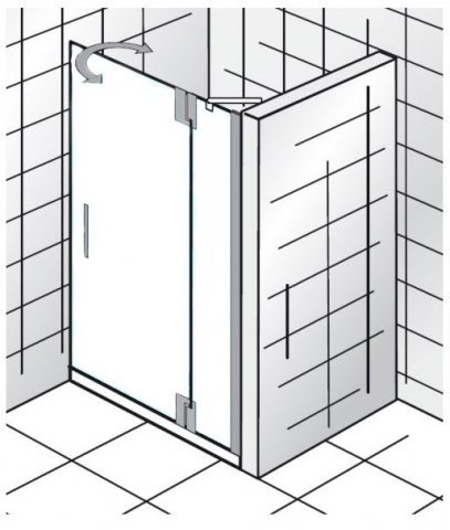 HSK K2P hinged door on side part for niche, size: 100.0 cm x 200.0 cm, right-hand stop