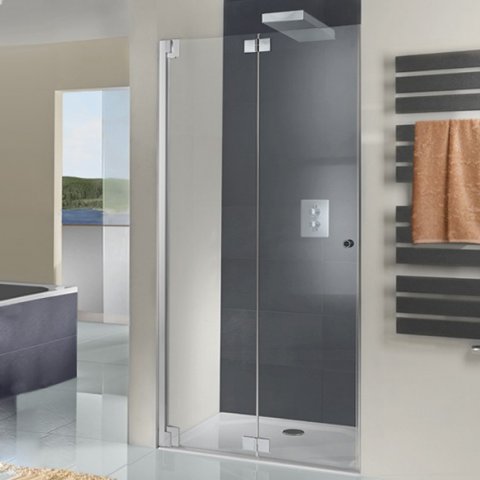 HSK K2P hinged-folding door in niche, dimensions: 75.0 cm x 200.0 cm, left-hinged stop